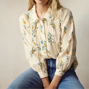 LC Lauren Conrad White Floral Blouse XXL